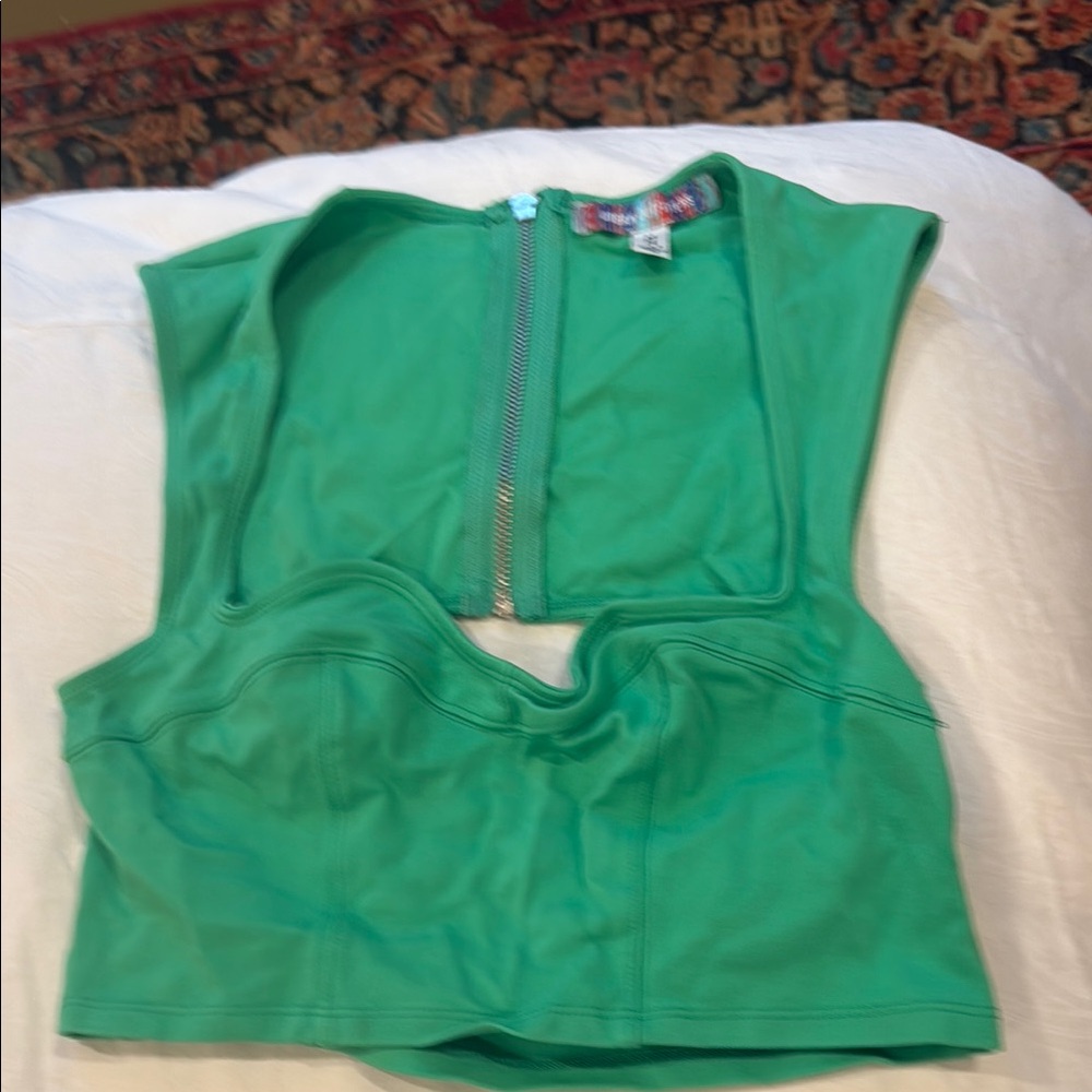 Urban Outfitters Green Plunge V-neck Sleeveless Crop Top